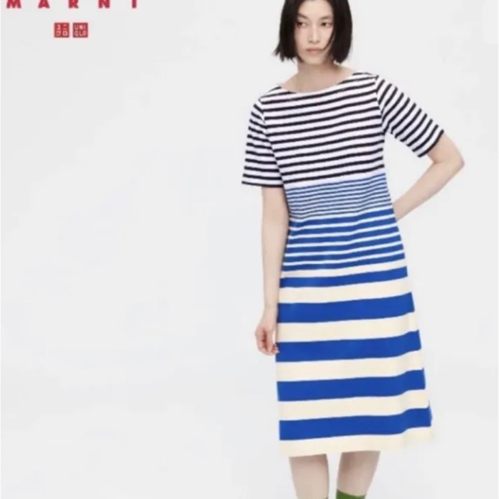 Marni X Uniqlo Striped MIDI Dress SZ S